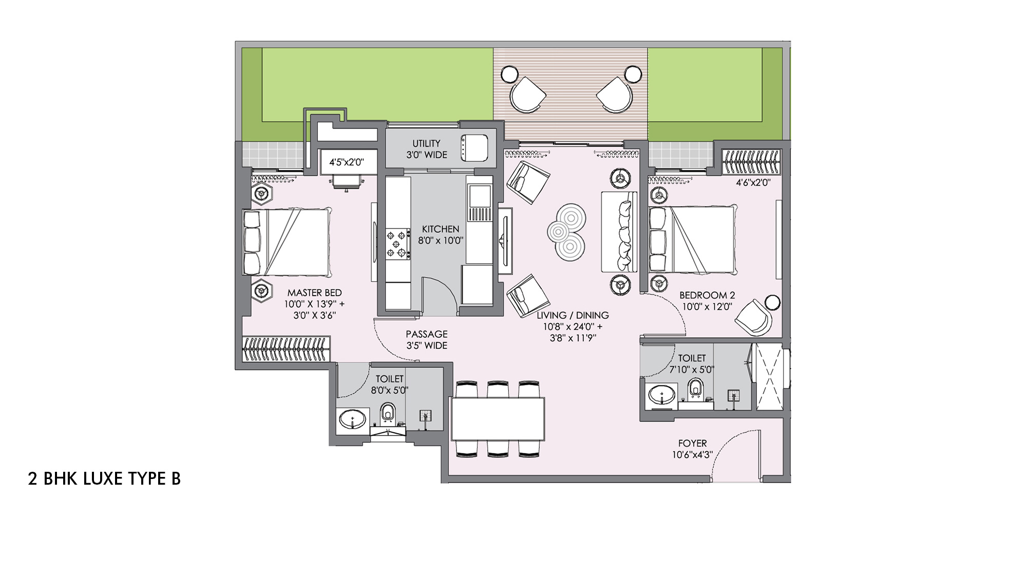 Lodha-Sterling-2-BHK LUXE-TYPE-B-Floor-Unit-Plan