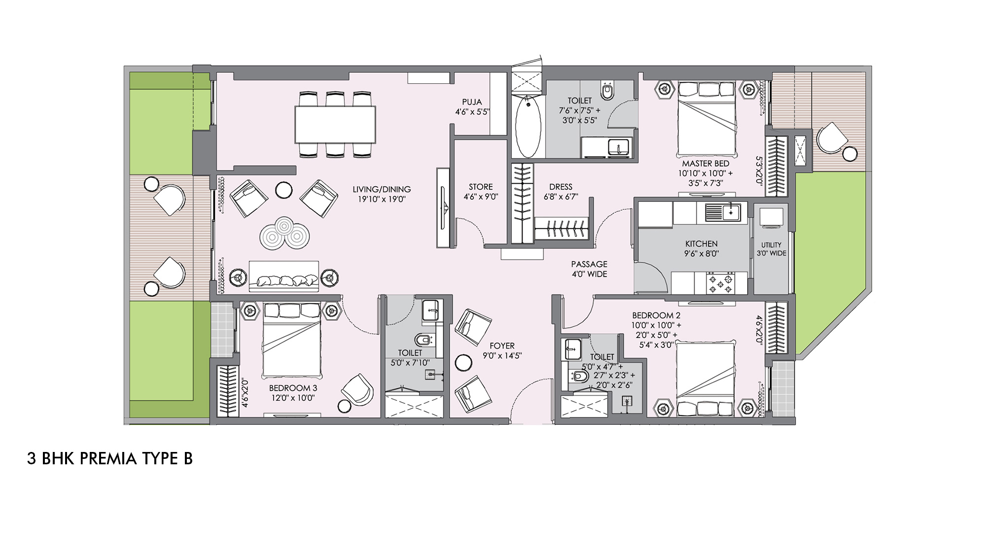 Lodha-Sterling-3-BHK-PREMIA-TYPE-B-1-Floor-Unit-Plan
