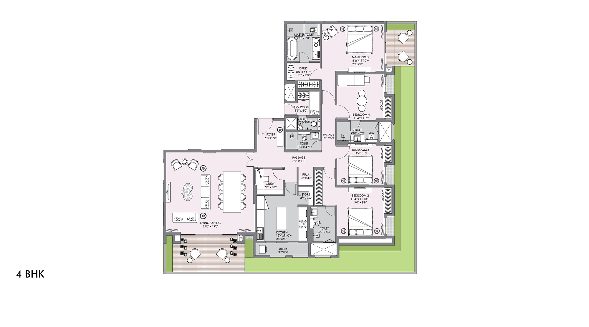 Lodha-Sterling-4-BHK-1-Floor-Unit-Plan