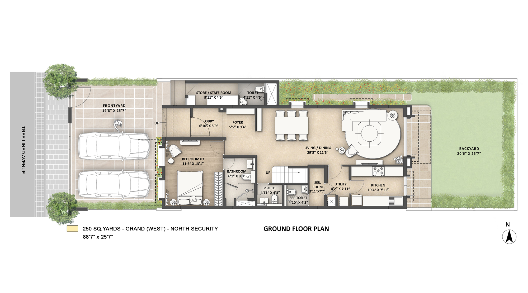 Lodha-Villa-Royale-250-Sq-Yards-Grand-West-North-Security-Ground-Floor-Plan