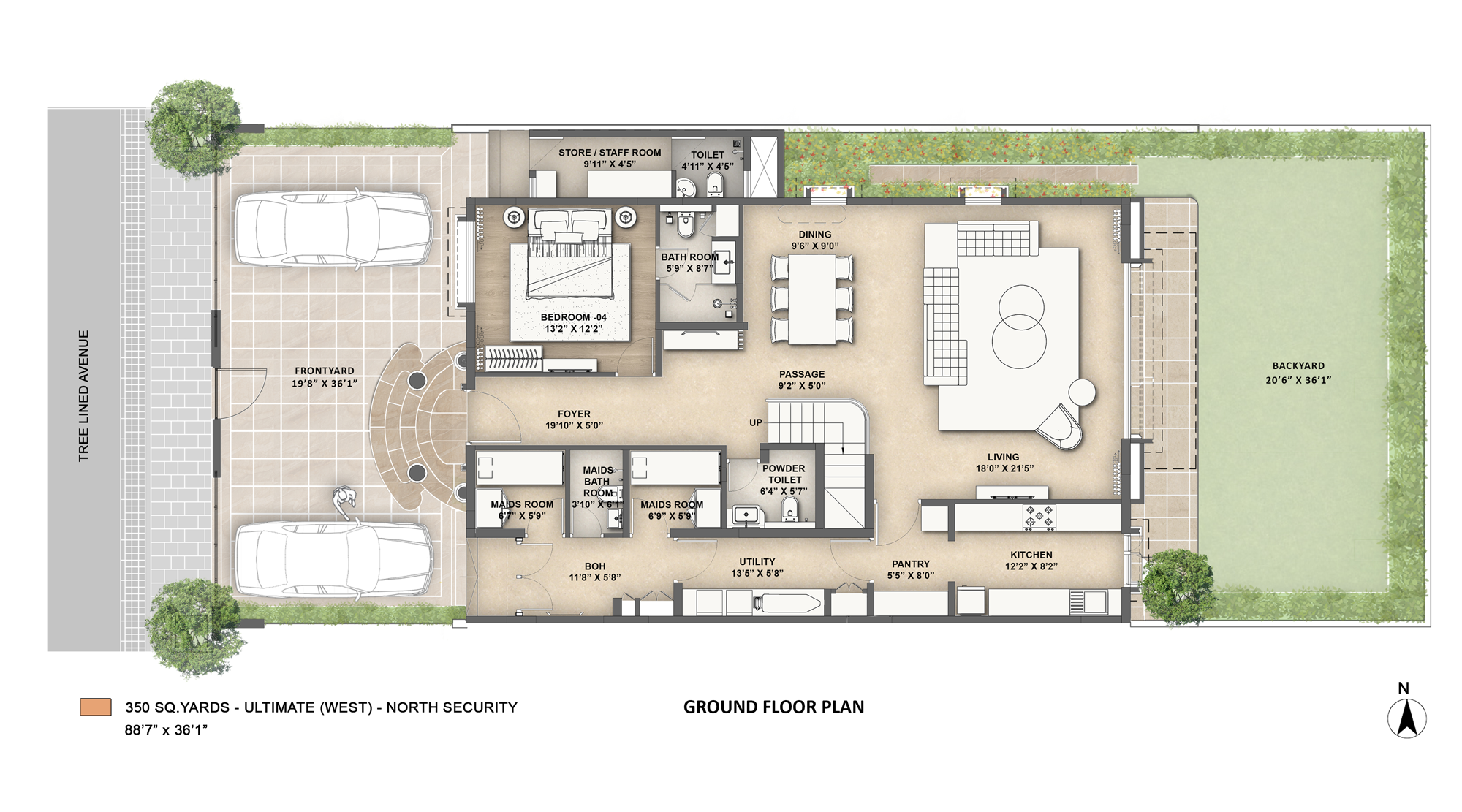 Lodha-Villa-Royale-350-Sq-Yards-Ultimate-West-North-Security-Ground-Floor-Plan