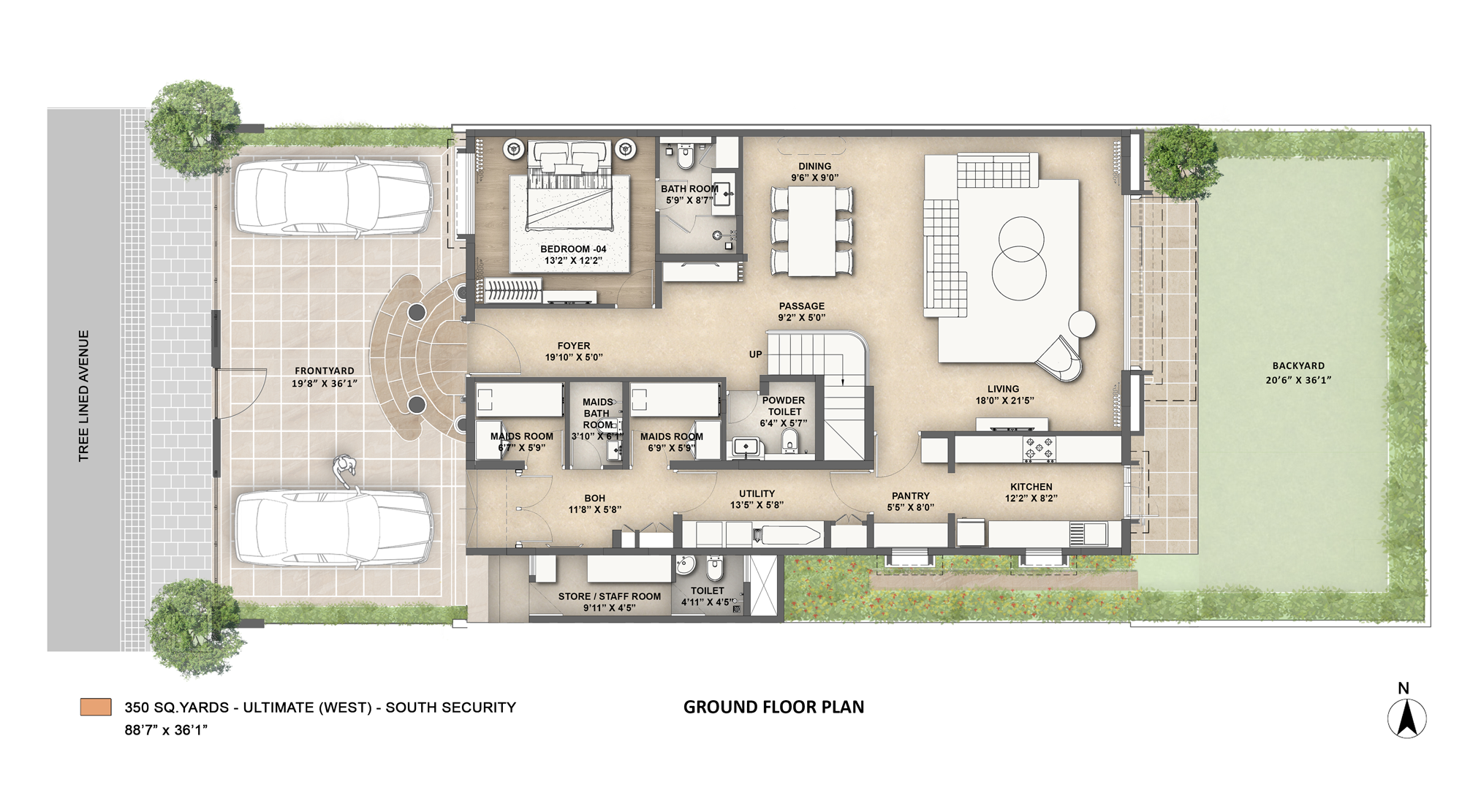 Lodha-Villa-Royale-350-Sq-Yards-Ultimate-West-South-Security-Ground-Floor-Plan