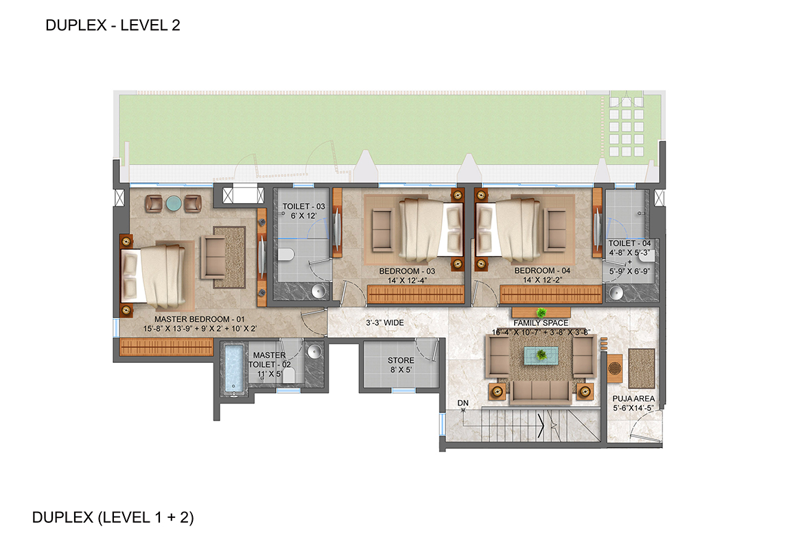 Lodha-Serenity-Palava-Dombivali-4-BHK-Duplex-First_Serenity-Floor-Unit-Plan