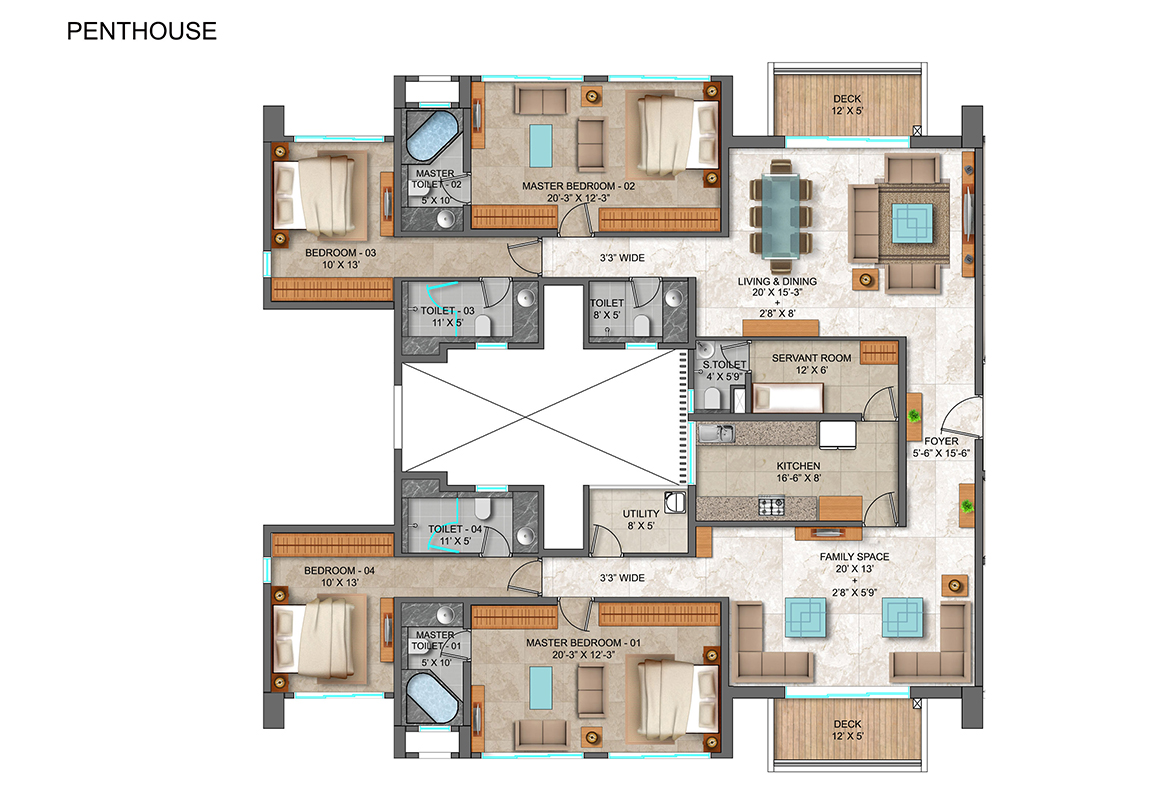 Lodha-Serenity-Palava-Dombivali-4-BHK-Penthouse-Floor-Unit-Plan