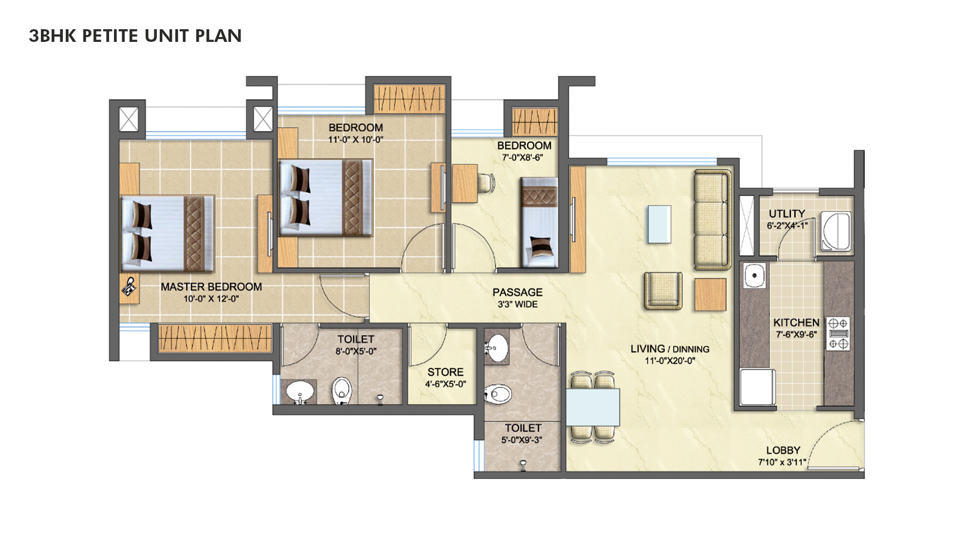 Lodha-Splendora-3-BHK-Floor-Unit-Plan