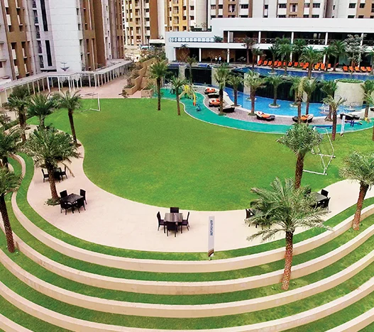 Lodha-Splendora-garden-and-swimming-pool-view