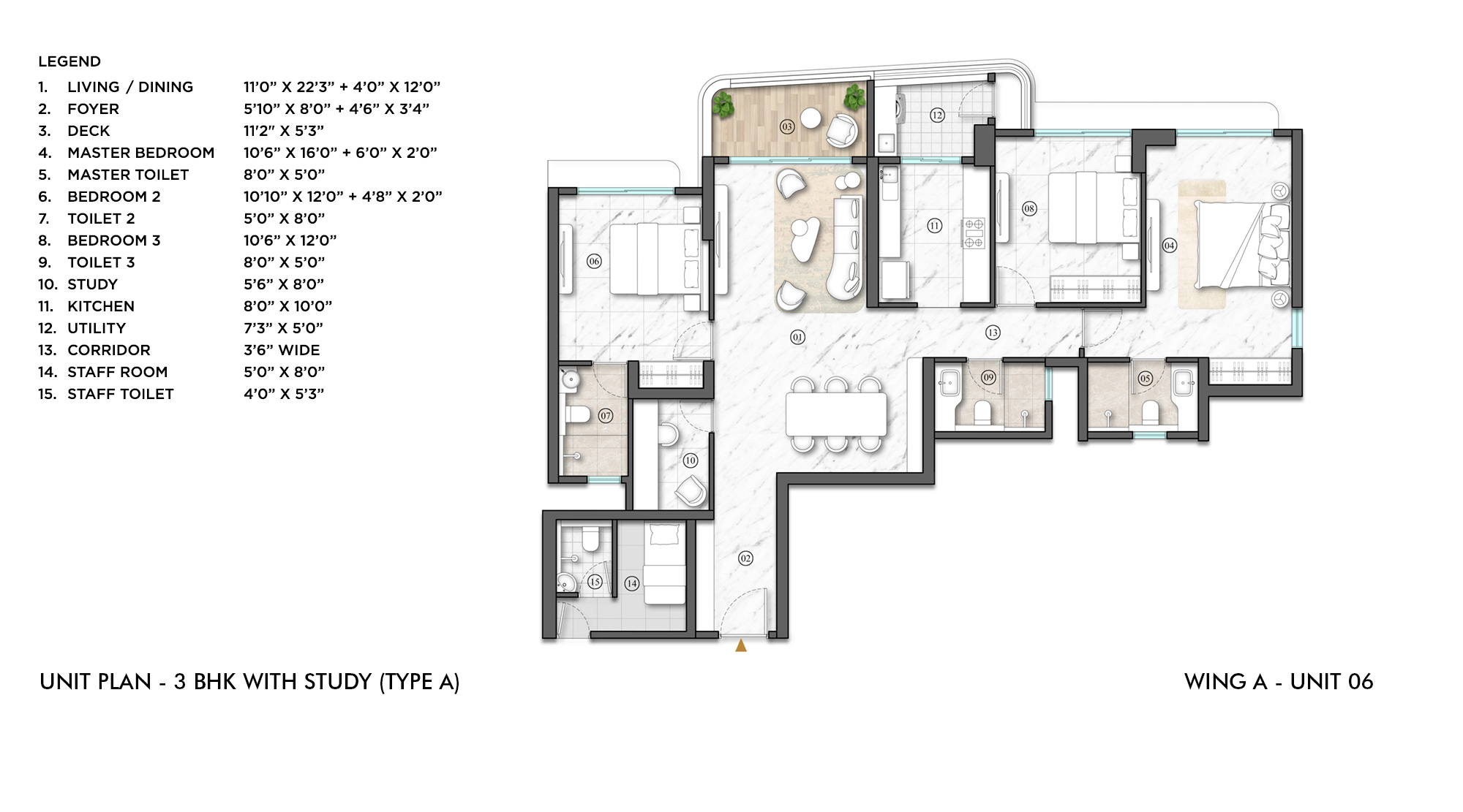 Lodha-Stella-3-BHK-WITH-STUDY-TYPE-A-WING-A-UNIT-06-Floor-Unit-Plan