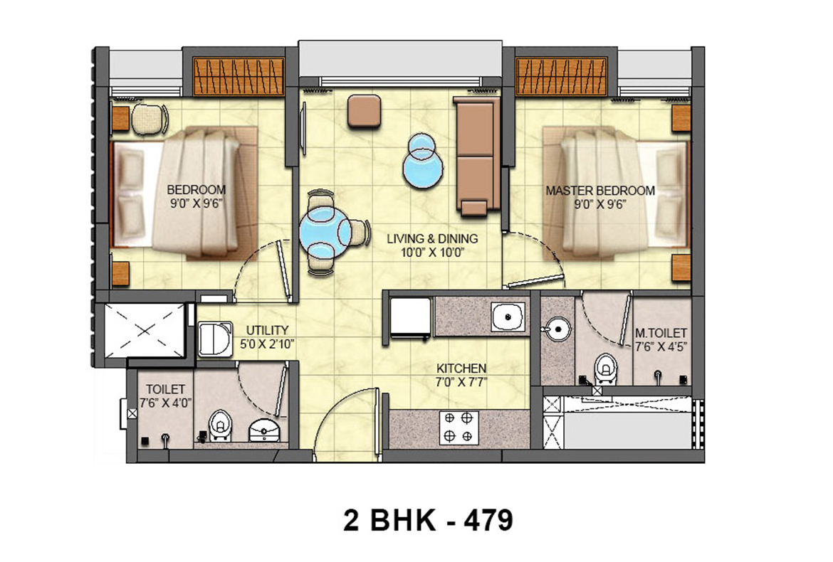 Lodha-Crown-Taloja-2-BHK-Floor-Unit-Plan-487-sq.ft_