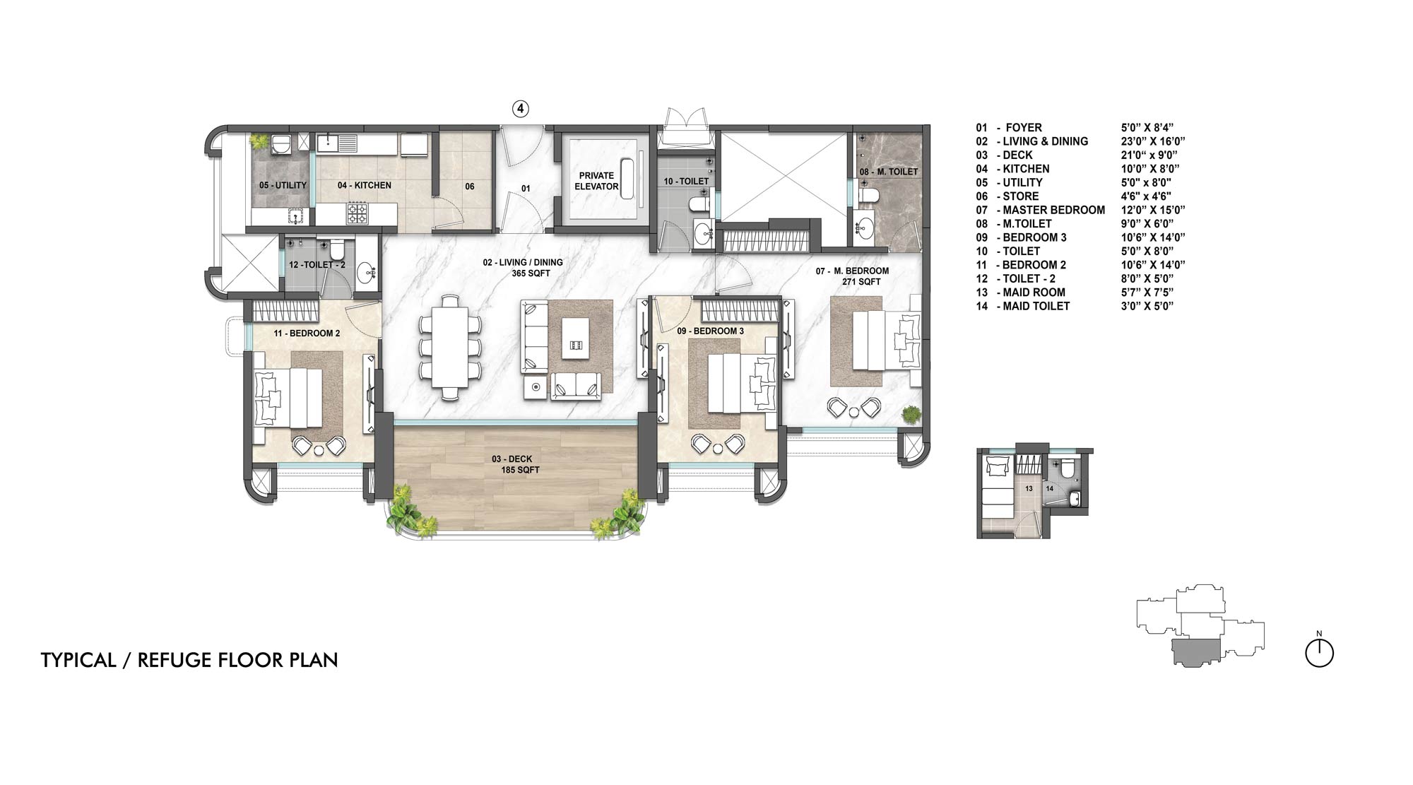 Lodha-Hanging-Gardens-River-Side-3-BHK-Floor-Unit-Plan