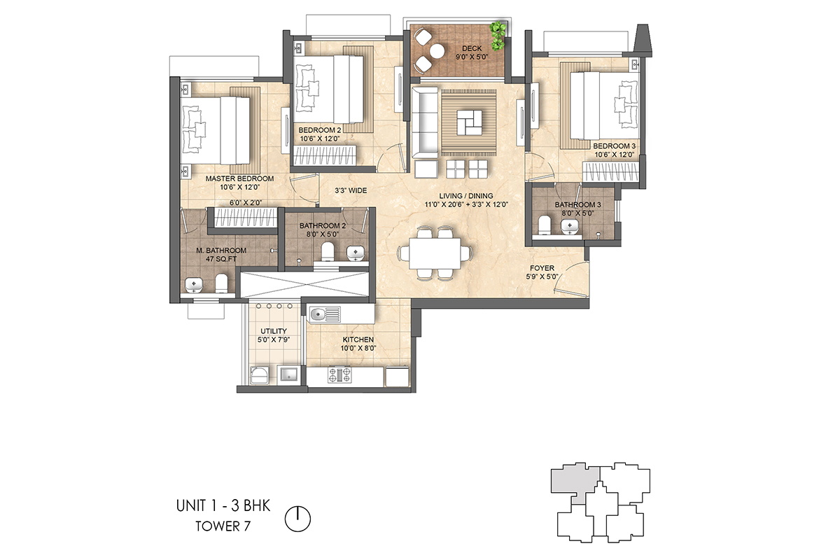 Lodha-Bella-Vita-3-BHK-Floor-Unit-Plan