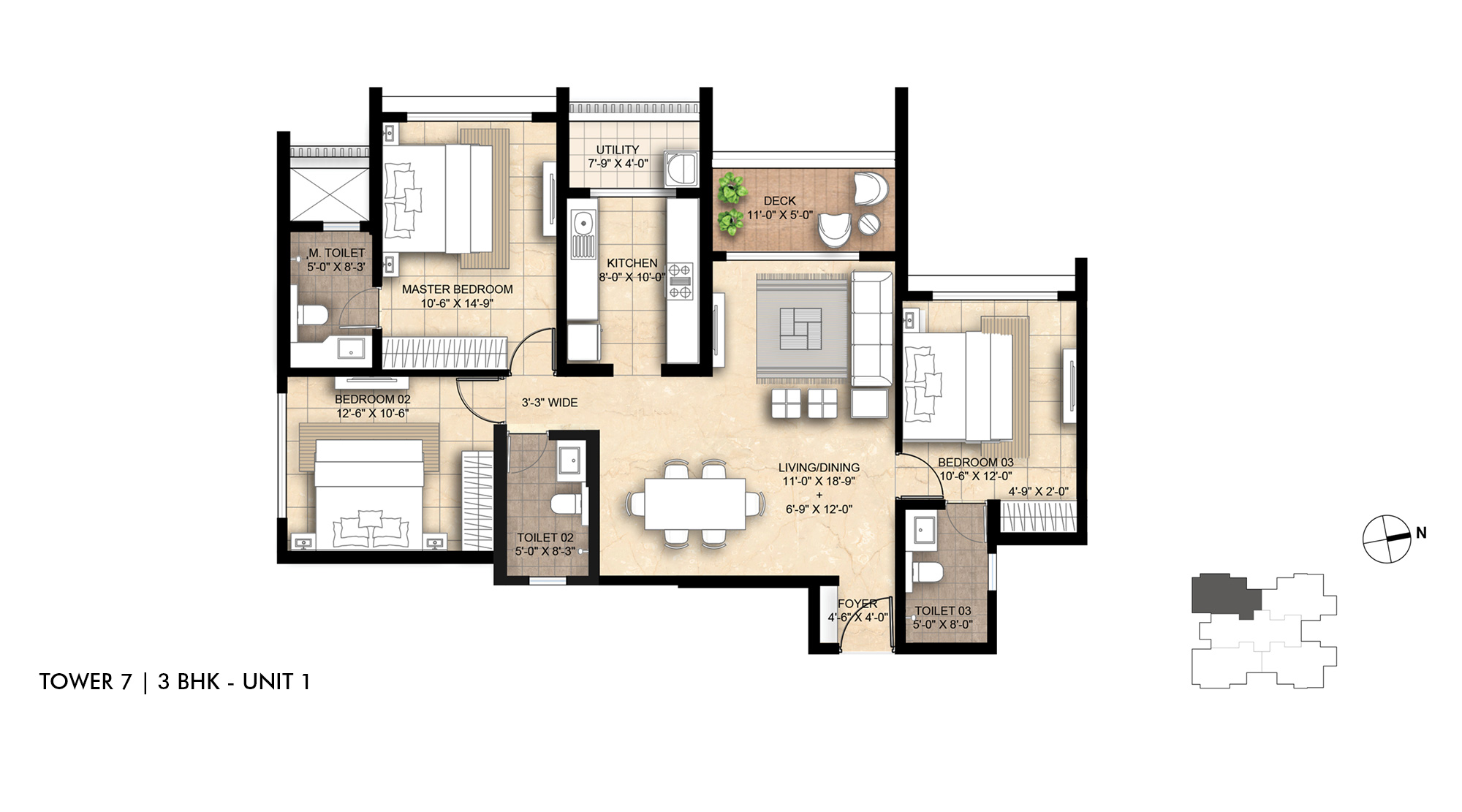 Lodha-Giardino-Pune-Kharadi-TOWER-7-3-BHK-FLOOR-UNIT-PLAN