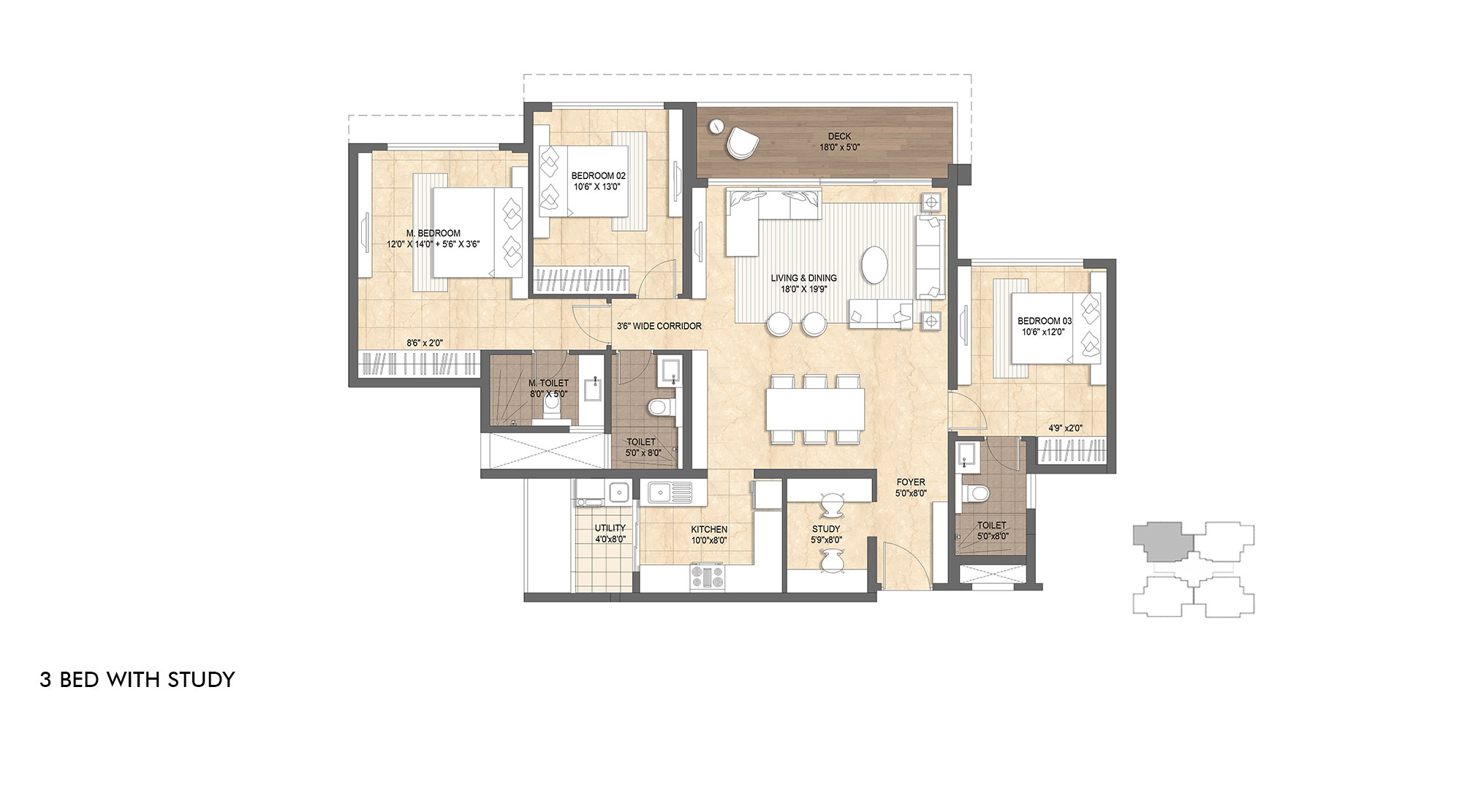 Lodha-Mirabelle-Bangalore-3-bed-residence-with-study-Floor-Unit-Plan