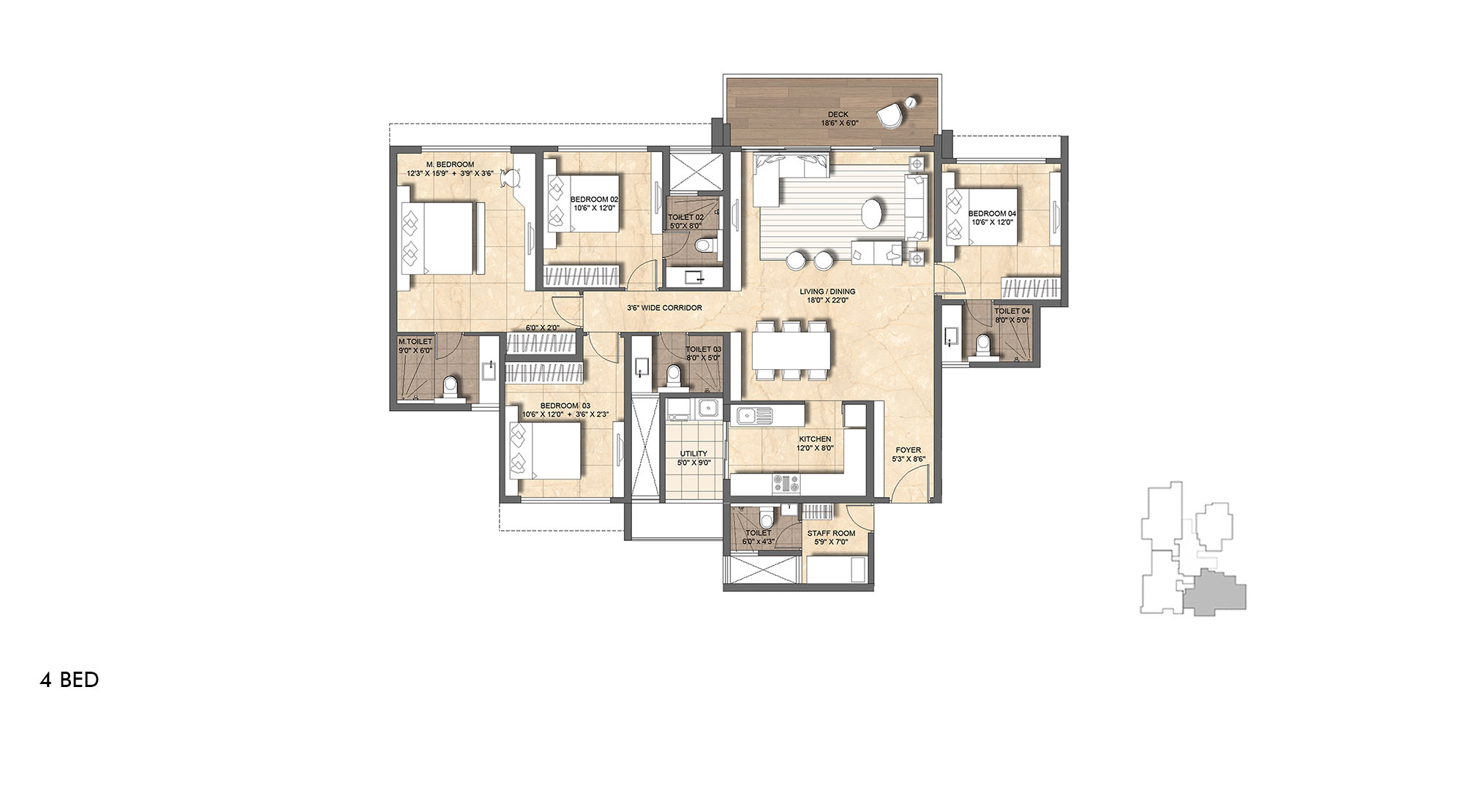 Lodha-Mirabelle-Bangalore-4-bed-residence-Floor-Unit-Plan