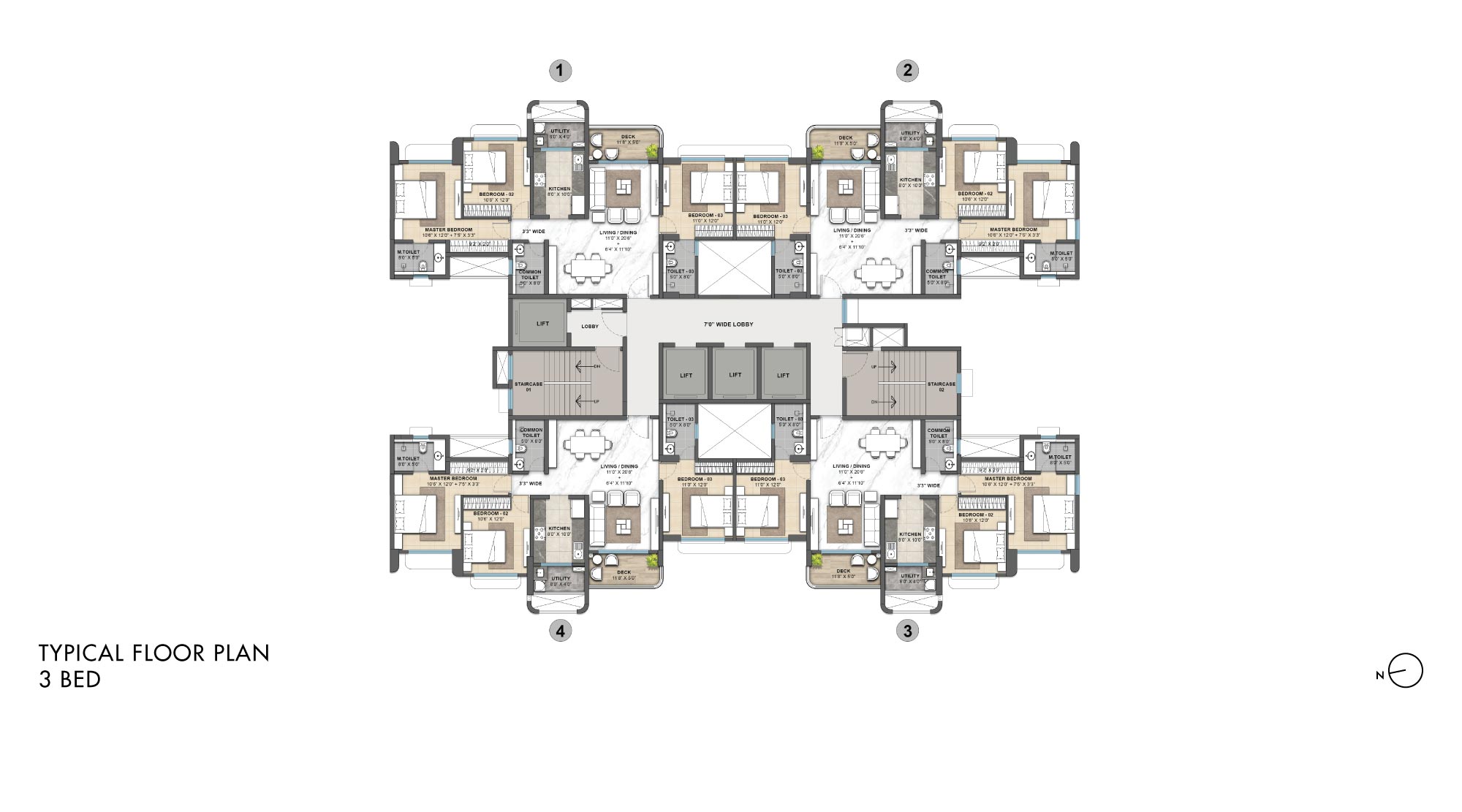 Lodha-Opulis-Kalyan-Shilphata-Road-Dombivli-Typical_floor_plan-3-bed